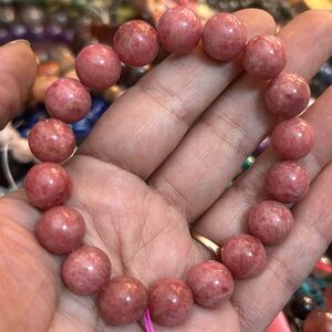 Rhodonite crystal bracelet almost 7 inches 11mm